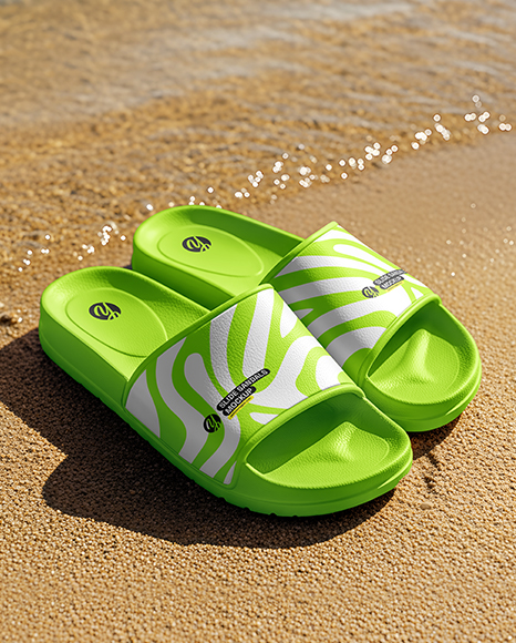 Slide Sandals on the Beach Mockup