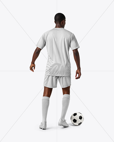 Afro-American Man Wearing Raglan Soccer Jersey and Shorts Mockup