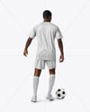 Afro-American Man Wearing Raglan Soccer Jersey and Shorts Mockup
