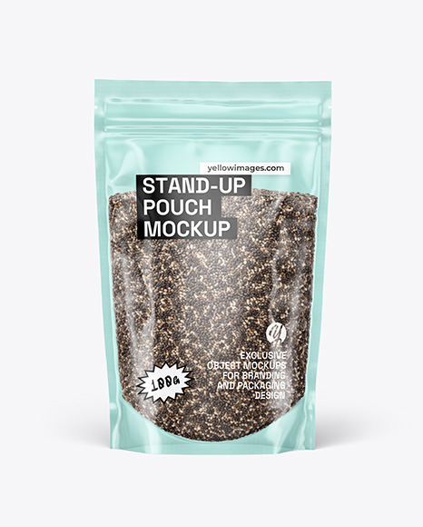 Stand-Up Pouch w Chia Seeds Mockup