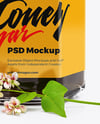 Hexagonal Glass Jar with Buckwheat Honey Mockup