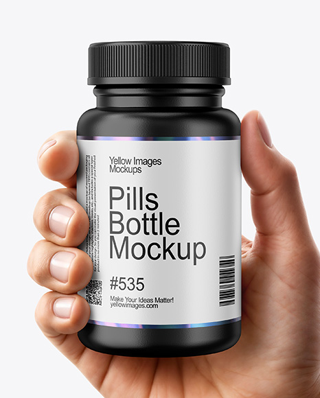 Plastic Pill Bottle in a Hand Mockup