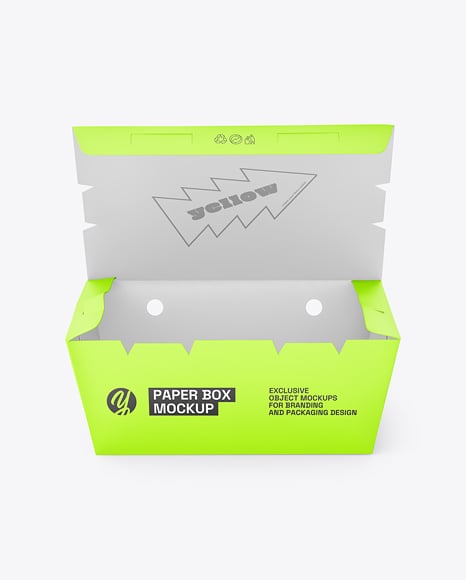 Opened Paper Food Box Mockup