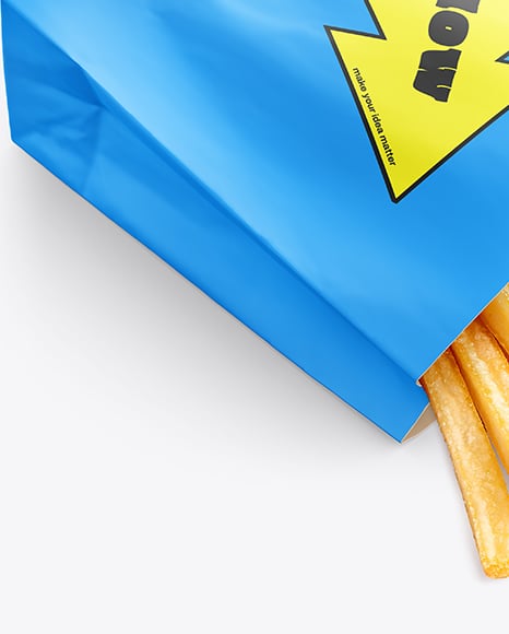 Paper Bag with French Fries Mockup