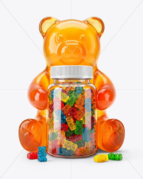 5 LB Gummies Bear with Plastic Bottle Mockup