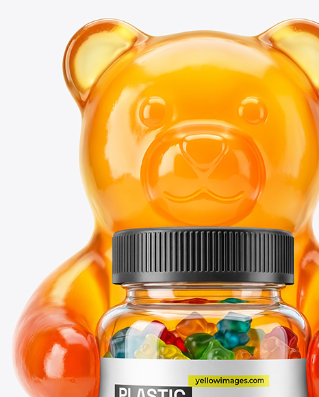 5 LB Gummies Bear with Plastic Bottle Mockup