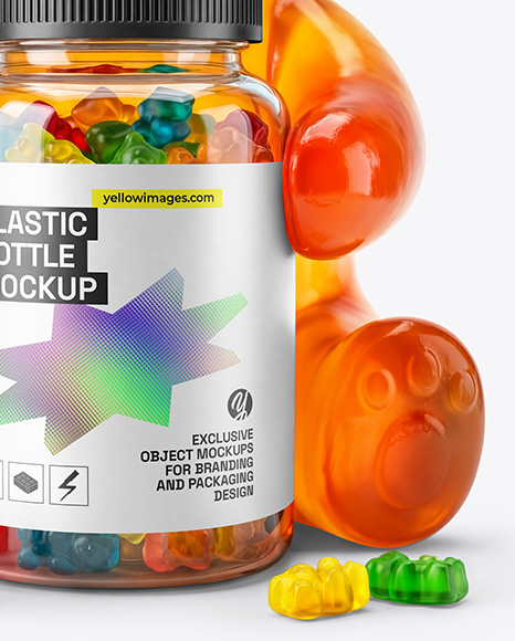 5 LB Gummies Bear with Plastic Bottle Mockup