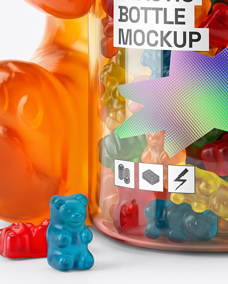 5 LB Gummies Bear with Plastic Bottle Mockup
