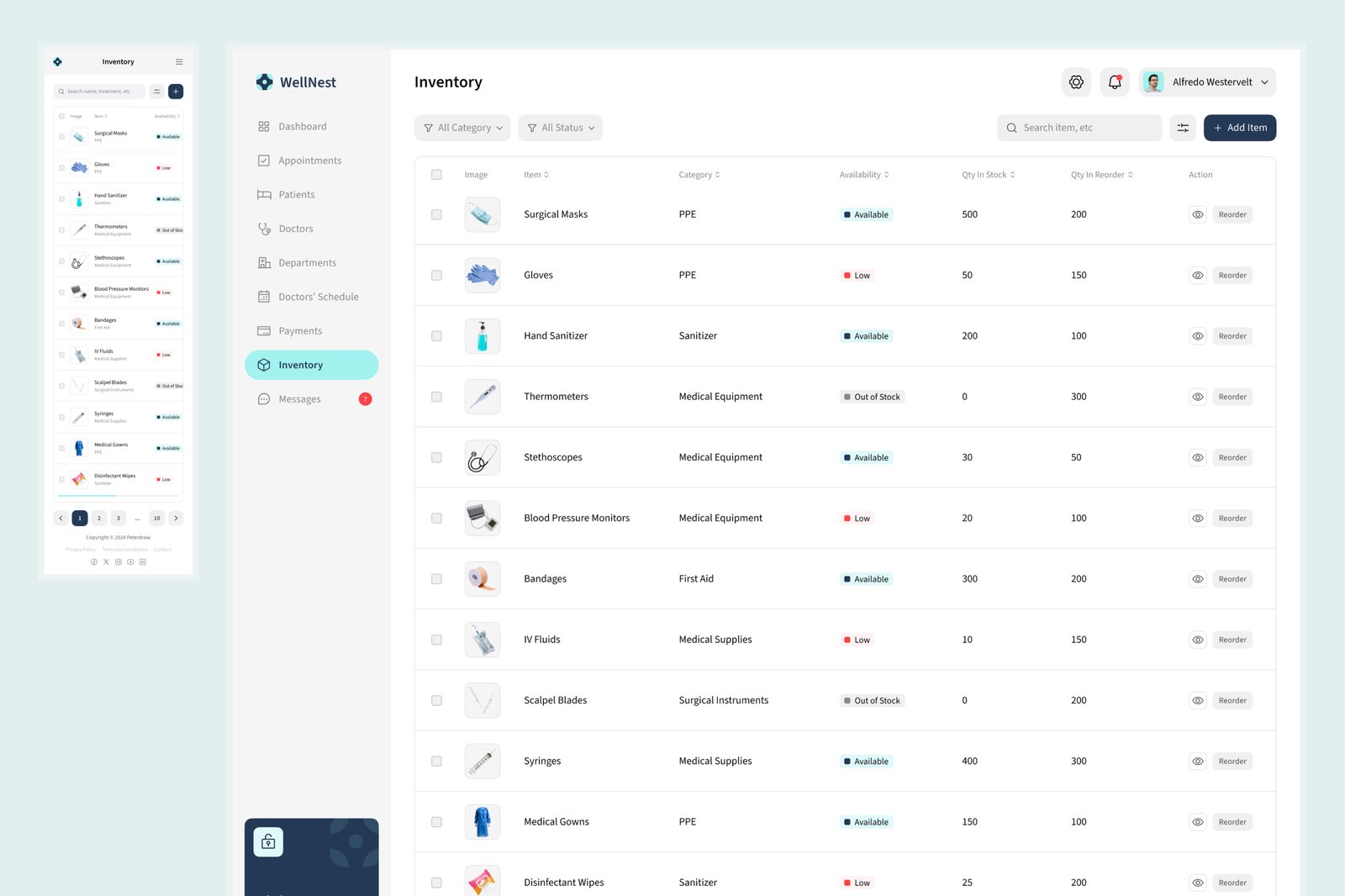 WellNest - Hospital Management Dashboard