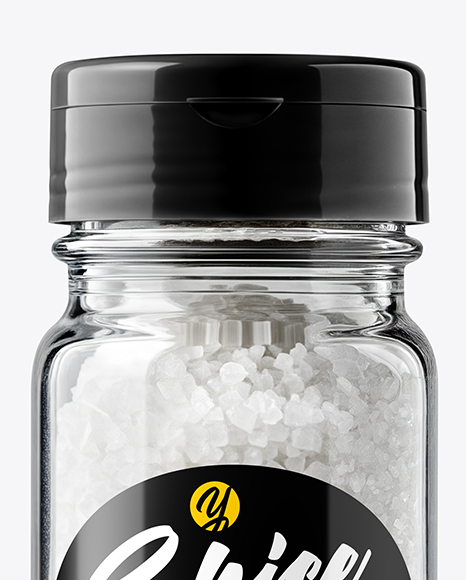 Glass Jar with Coarse Sea Salt Mockup