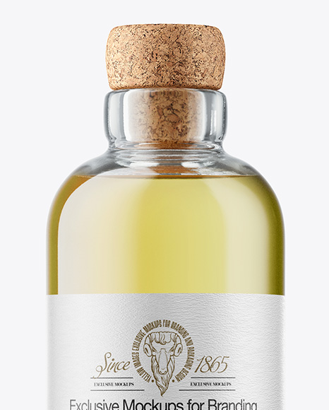 Golden Tequila Bottle with Cork Mockup