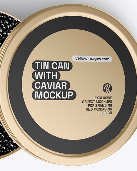 Tin Can with Black Caviar Mockup