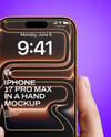 iPhone 17 Pro Max Cosmic Orange in a Hand Mockup