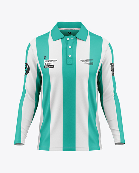 Men's Long Sleeve Polo Shirt Mockup - Front View
