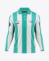 Men's Long Sleeve Polo Shirt Mockup - Front View