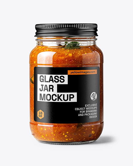 Glass Jar with Tomato Chutney Mockup - Tomato paste mockup