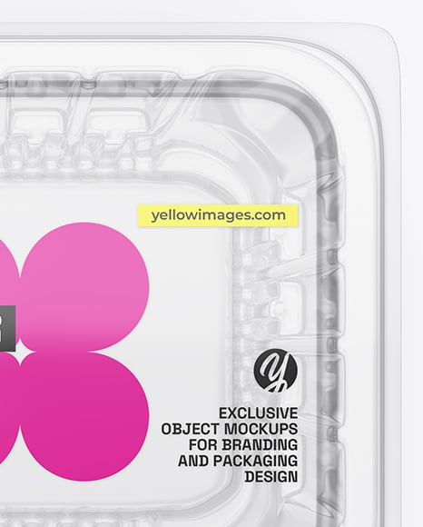 Clear Plastic Food Container in Paper Sleeve Mockup