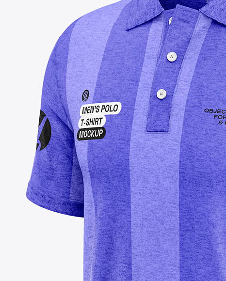 Men's Heather Polo Shirt Mockup - Half Side View