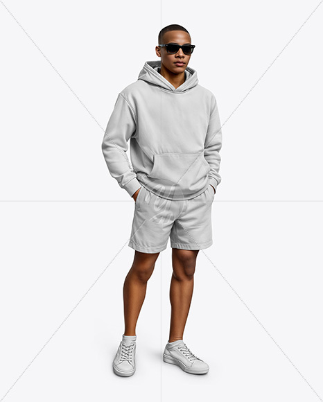 Black Man Wearing a Hoodie and Sunglasses Mockup