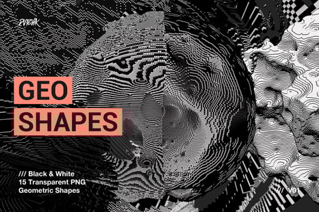 Black &amp; White Transparent Geometric Shapes | V01