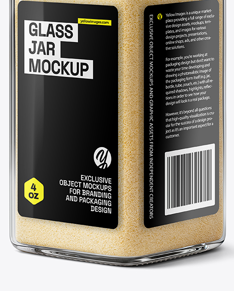 Square Spice Glass Jar with Onion Powder Mockup