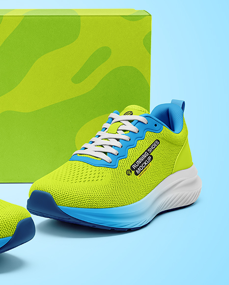 Running Shoes with Box Mockup