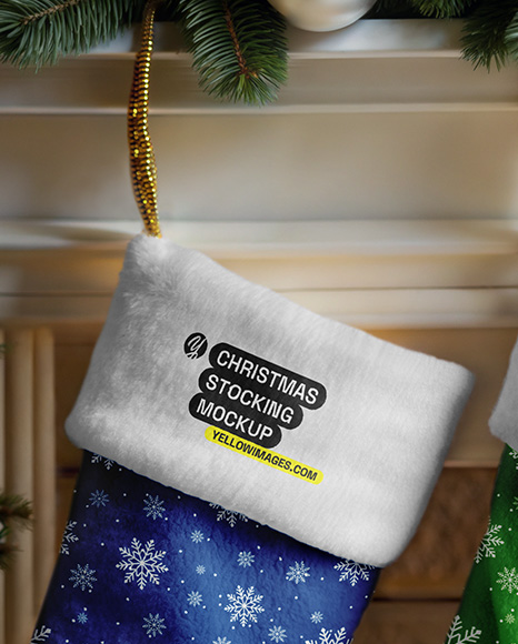 Three Christmas Stockings Mockup