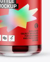 Clear Glass Bottle with Red Juice Mockup