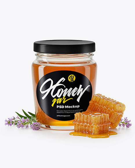 Glass Jar with Wildflower Honey Mockup