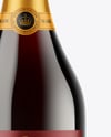 Green Glass Red Champagne Bottle Mockup