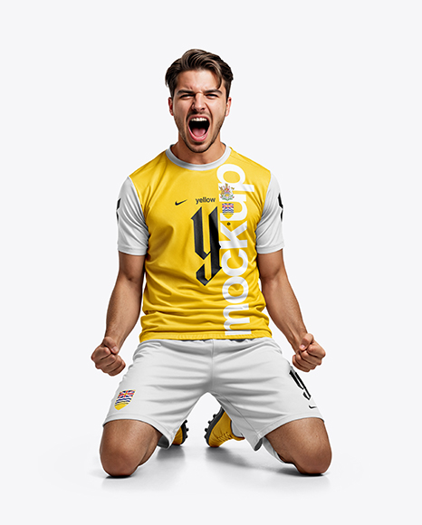 Soccer Player Wearing Jersey and Shorts Mockup - Mockup kit soccer