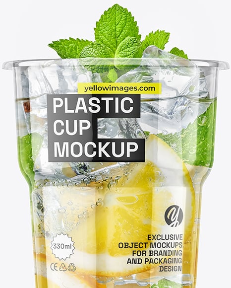 Clear Plastic Cup with Lemonade Mockup