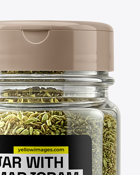 Plastic Jar with Marjoram Spice Mockup