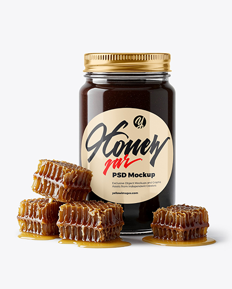 Glass Jar with Tulip Poplar Honey Mockup