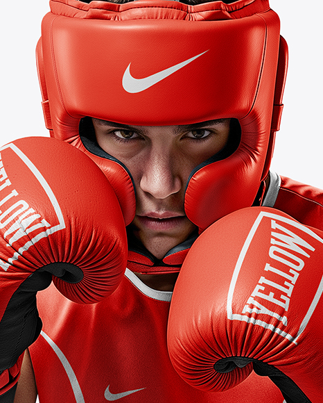 Man Wearing Boxing Kit with Jersey and Shorts Mockup