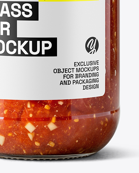 Glass Jar with Tomato Bruschetta Mockup