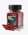 Square Glass Jar with Sumac Spice Mockup