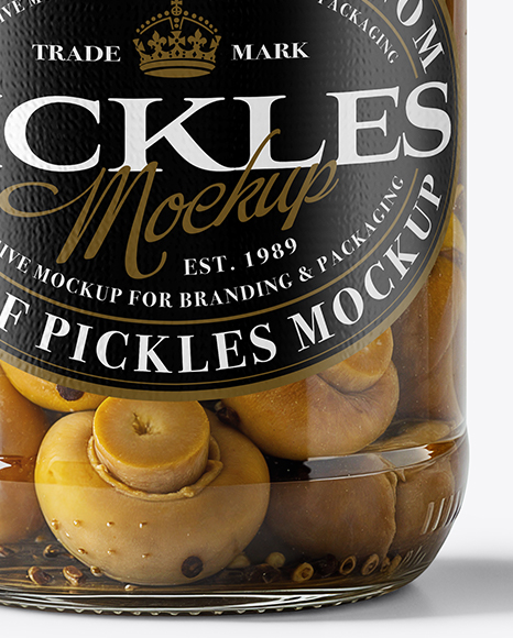 Glass Jar with Champignons Mockup