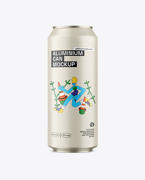 473ml Matte Aluminium Drink Can Mockup - Packaging mockups