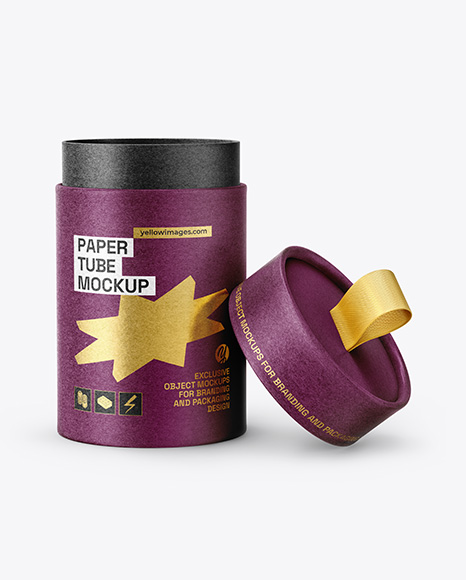 Kraft Paper Tube with Pull Tab Mockup