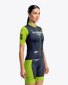 Woman Wearing Cycling Jersey and Bib Shorts Mockup