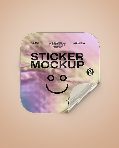 Iridescent Square Sticker Mockup