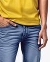 Man Wearing Polo Shirt and Jeans Mockup