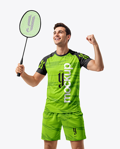 Man Wearing Badminton Uniform Mockup - Kit mockup psd