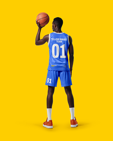 Black Man Wearing Full Basketball Kit Mockup