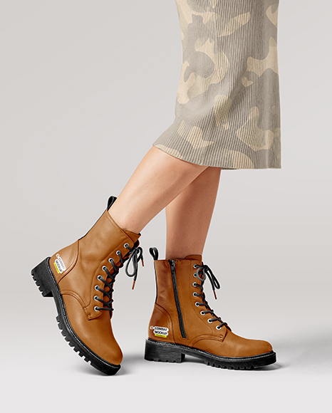 Combat Boots on Women's Legs with Dress Mockup