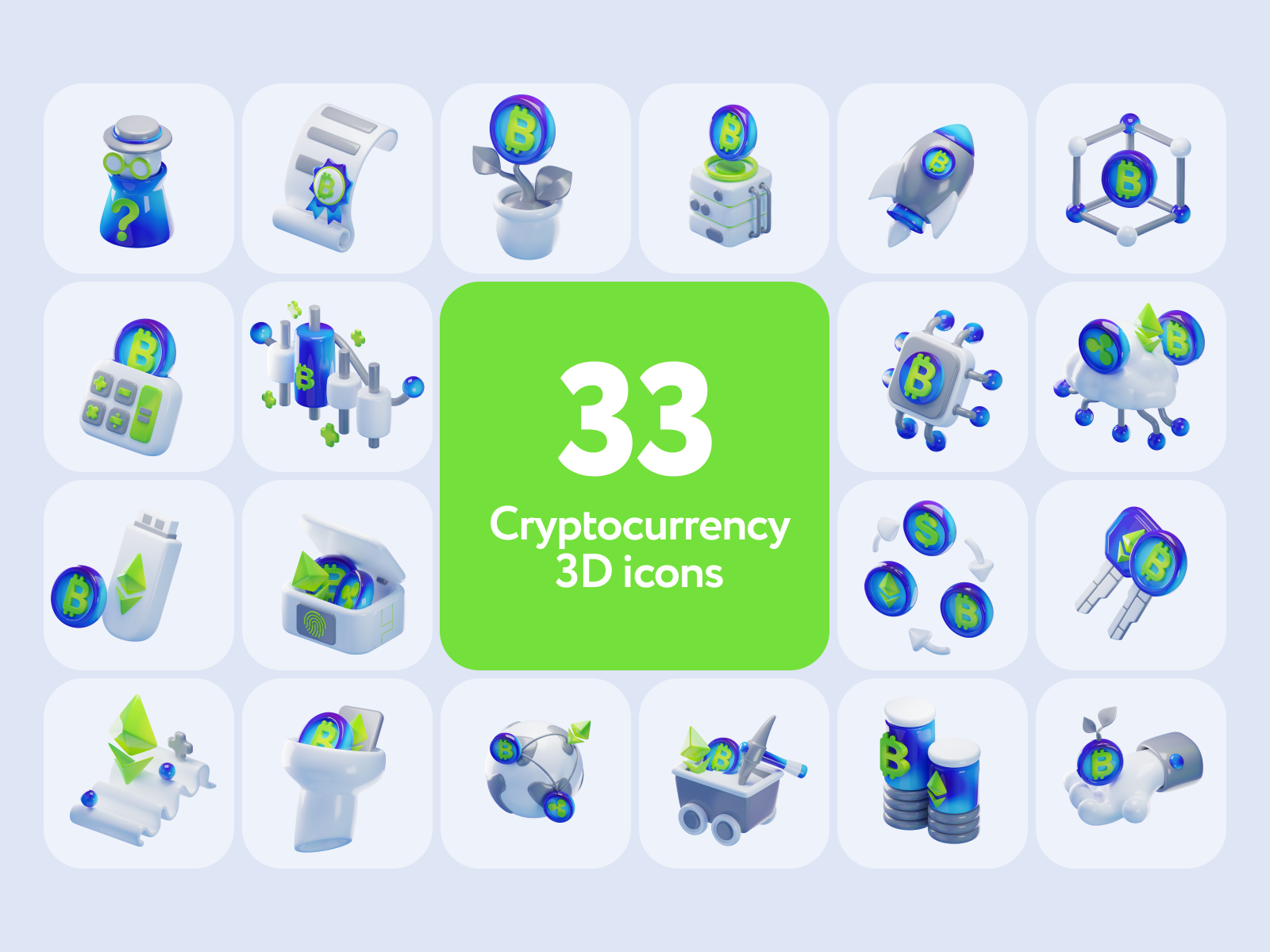 Cripsy Cryptocurrency 3D Icons