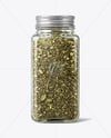 Square Glass Jar with Dried Tarragon Mockup