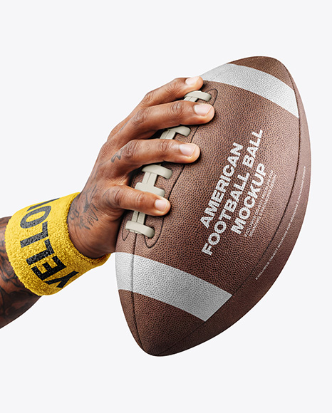 American Football Ball in a Hand Mockup