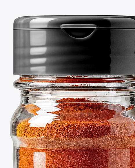 Clear Glass Spice Jar with Sweet Paprika Mockup